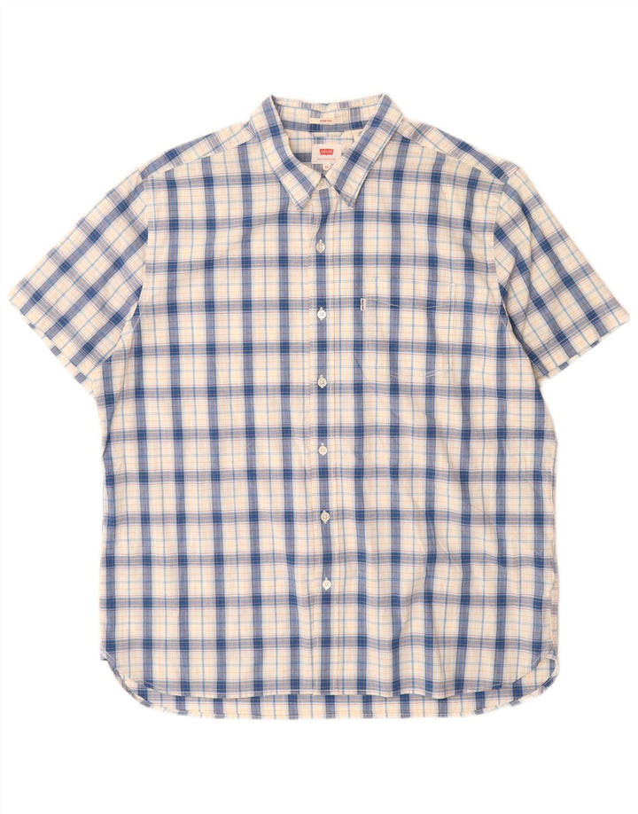 Camicia a maniche corte da uomo Levi's XL in cotone a quadri blu