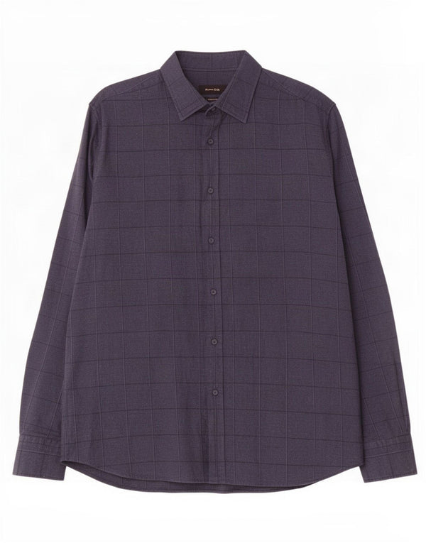 Camicia da uomo Massimo Dutti XL in cotone a quadri blu navy