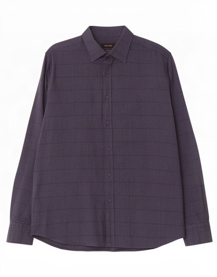 Camicia da uomo Massimo Dutti XL in cotone a quadri blu navy