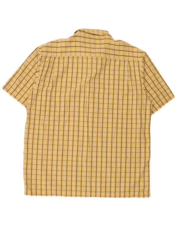 COLUMBIA Camicia a maniche corte da uomo in cotone a quadri gialli grandi