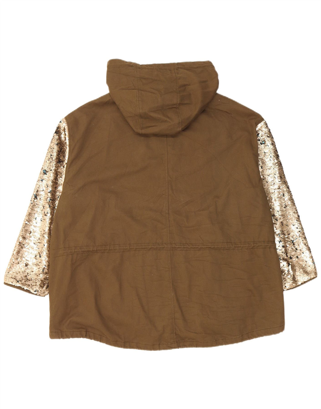 Giacca Parka oversize con cappuccio da donna Zara UK 10 Small Khaki Colourblock