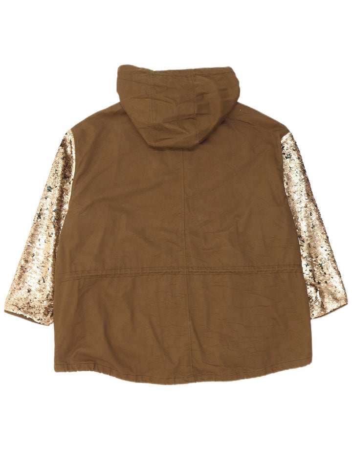 Giacca Parka oversize con cappuccio da donna Zara UK 10 Small Khaki Colourblock