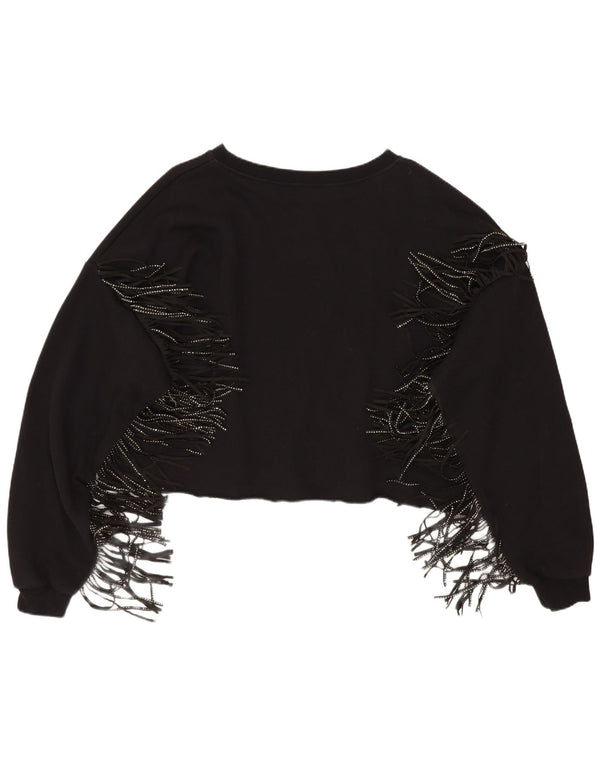 Felpa corta oversize da donna Zara UK 14 cotone nero medio