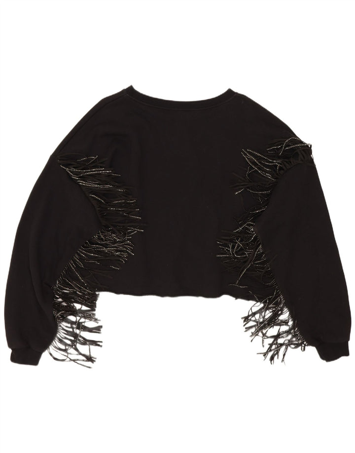 Felpa corta oversize da donna Zara UK 14 cotone nero medio