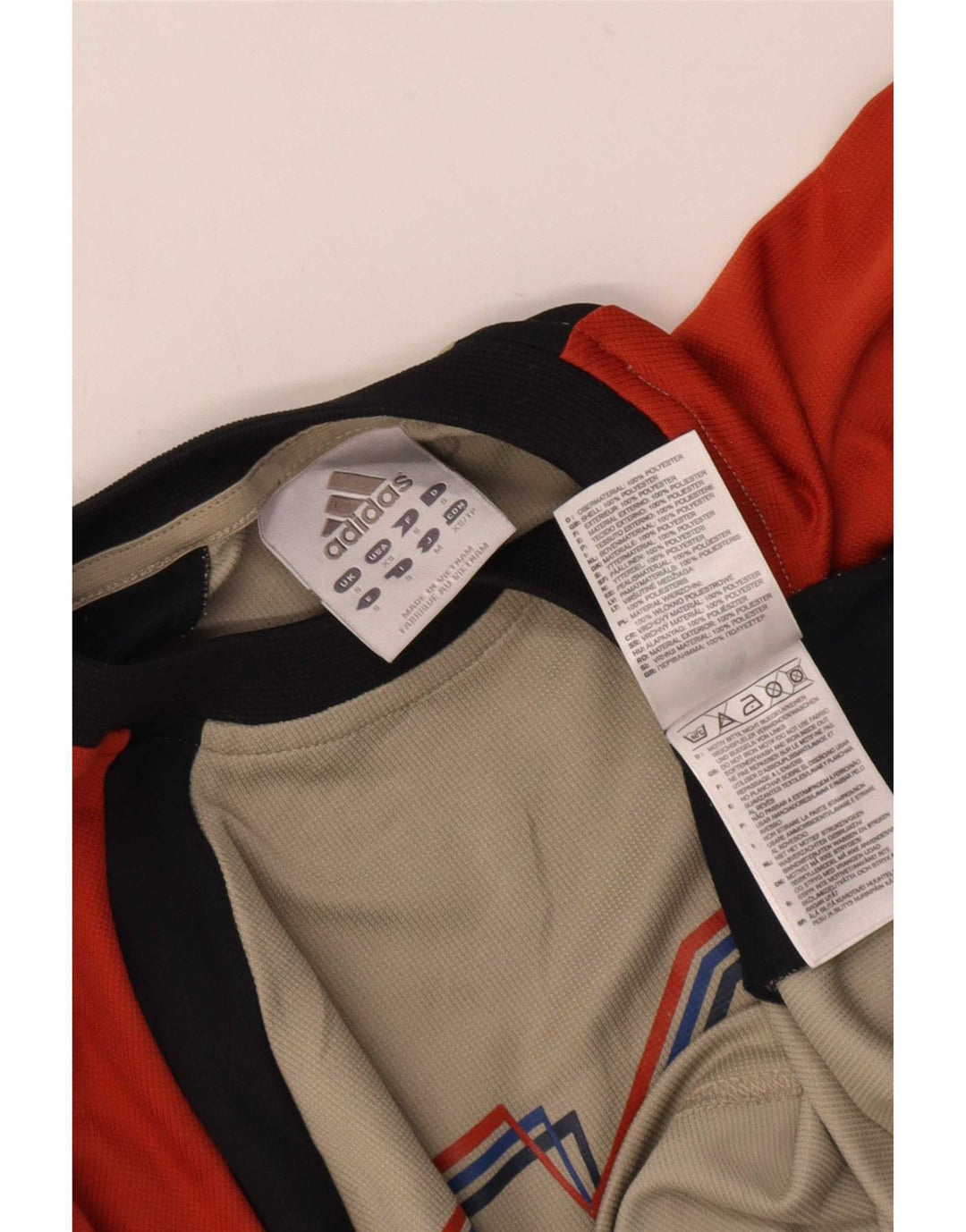 Adidas Maglietta grafica da uomo a maniche lunghe piccola in poliestere color block beige
