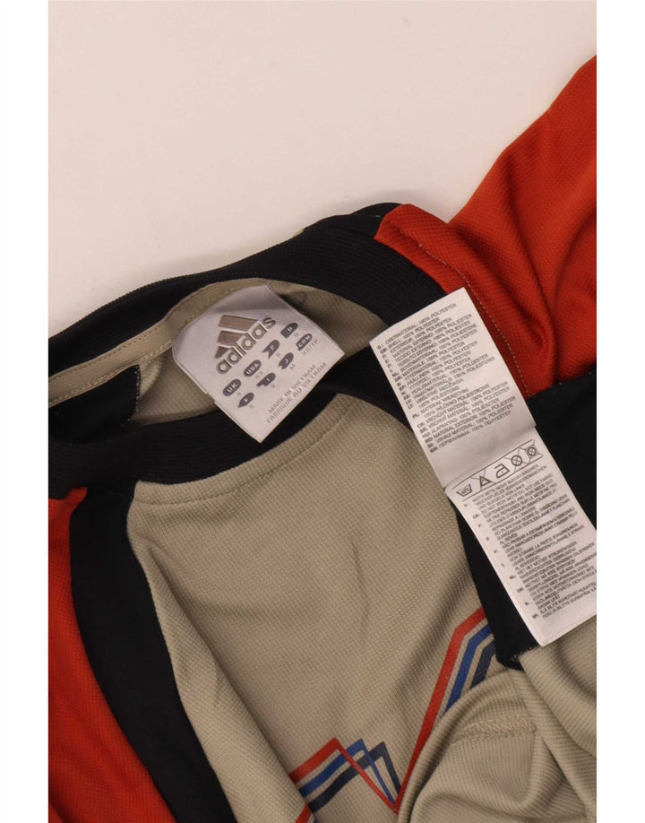 Adidas Maglietta grafica da uomo a maniche lunghe piccola in poliestere color block beige
