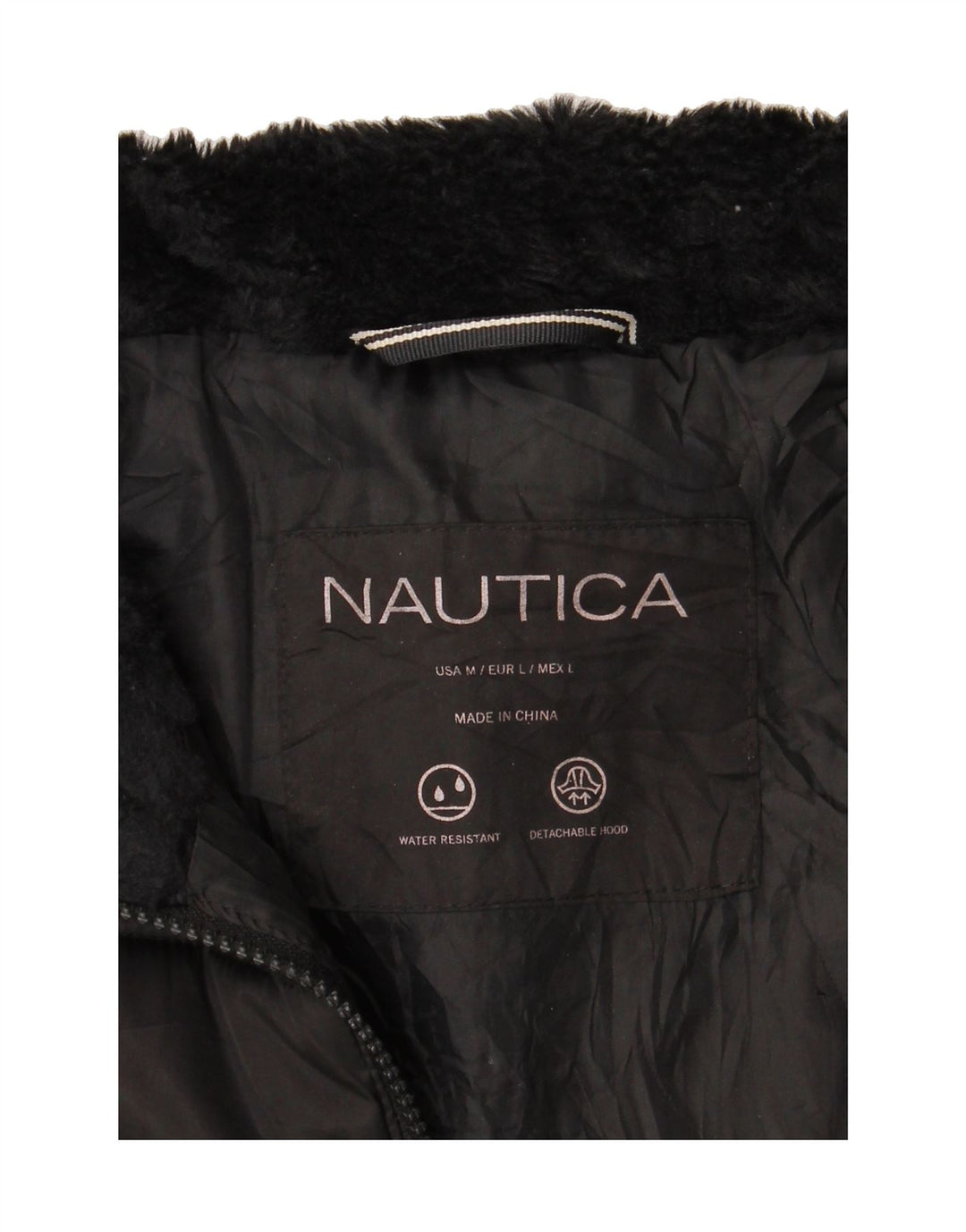 NAUTICA Womens Hooded Padded Jacket UK 14 Medium Black Polyester Vintage Nautica and Second-Hand Nautica from Messina Hembry 
