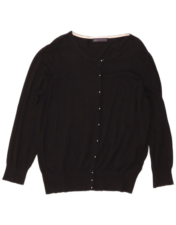 Maglione cardigan vestibilità regolare da donna Marks & Spencer UK 20 2XL viscosa nera