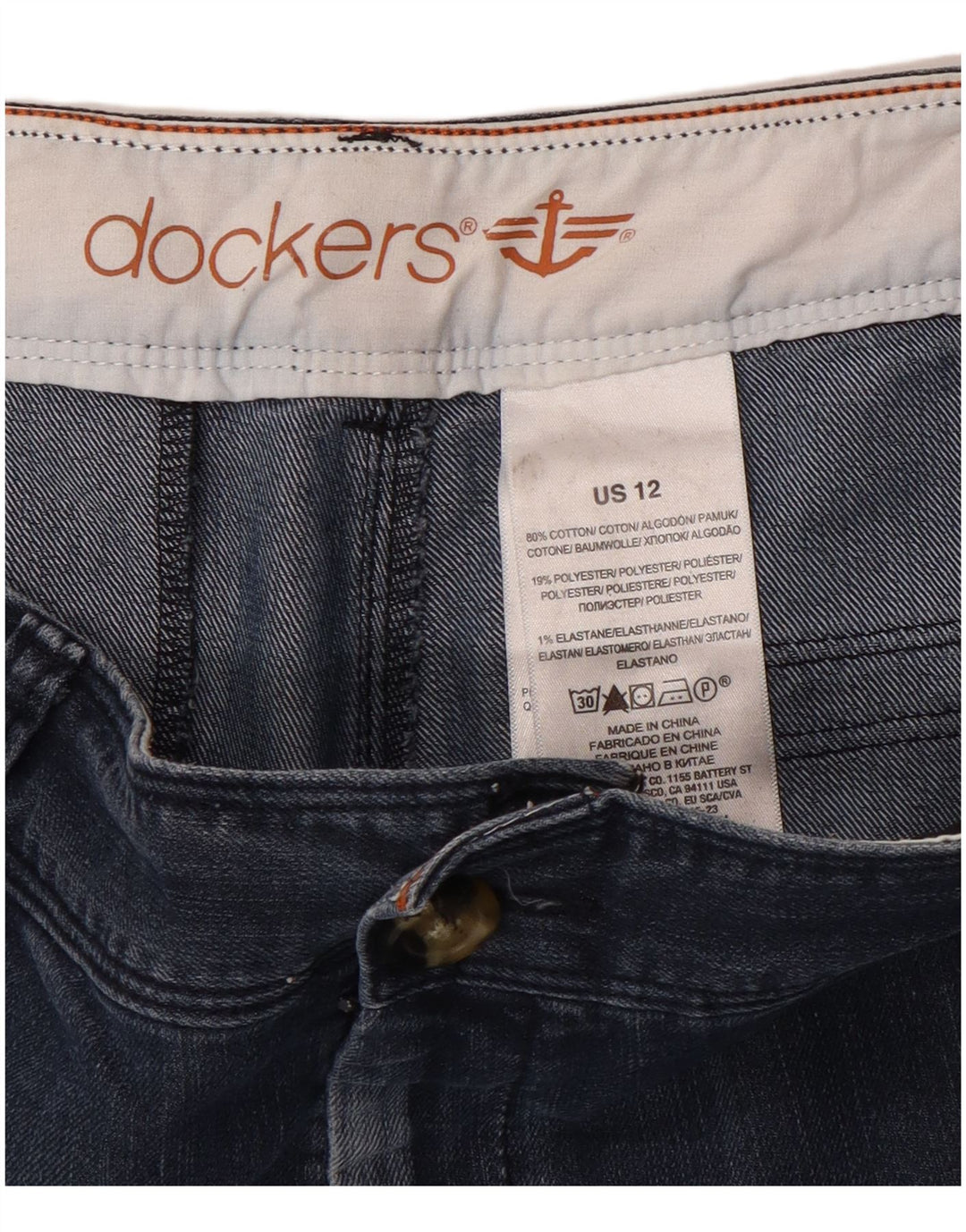 Pantaloncini di jeans da donna Dockers US 12 Large W34 cotone blu navy