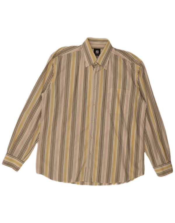 Roccobarocco Mens Shirt Size 42 16 1/2 Large Yellow Striped