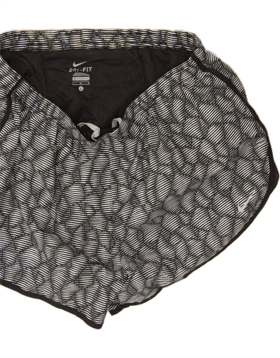NIKE Womens Abstract Pattern Sport Shorts UK 16 Large Grey Polyester Vintage Nike and Second-Hand Nike from Messina Hembry 