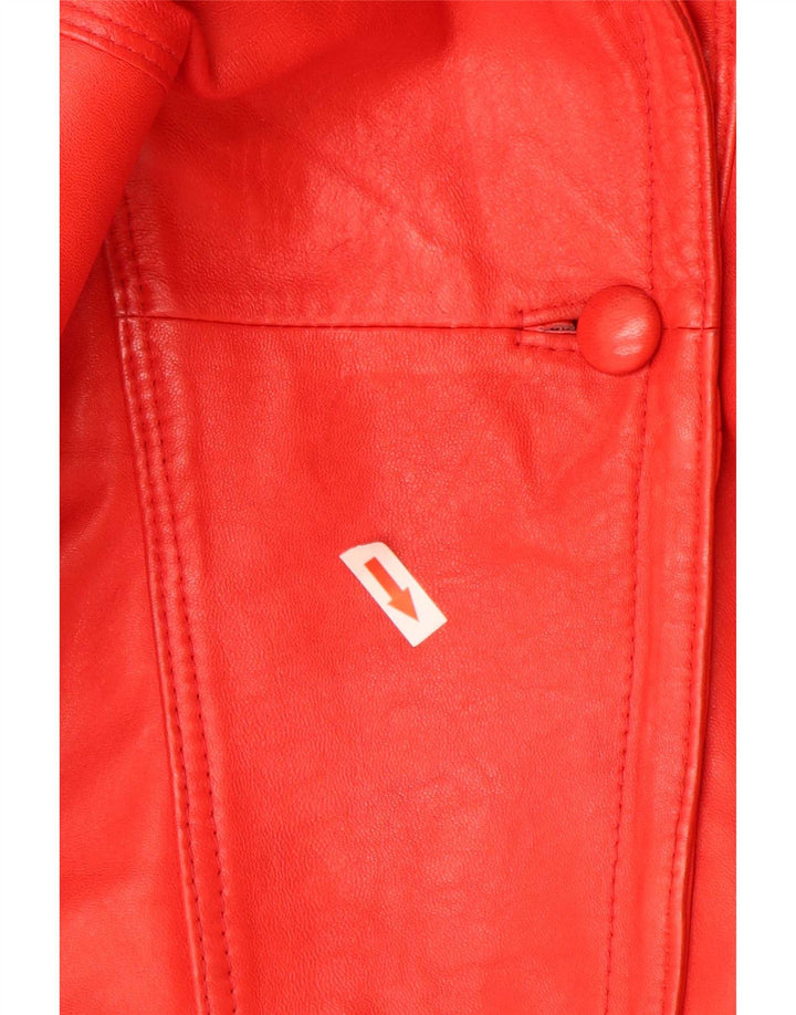 Cappotto oversize in pelle vintage da donna UK 18 XL rosso