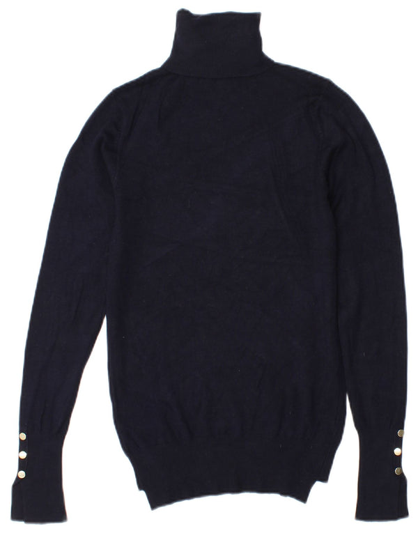 Zara Womens Roll Neck Jumper Sweater UK 10 Small Navy Blue