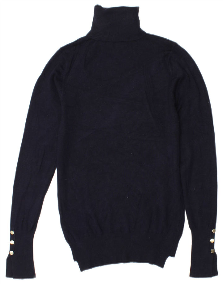 Maglione maglione collo alto da donna Zara UK 10 piccolo blu navy
