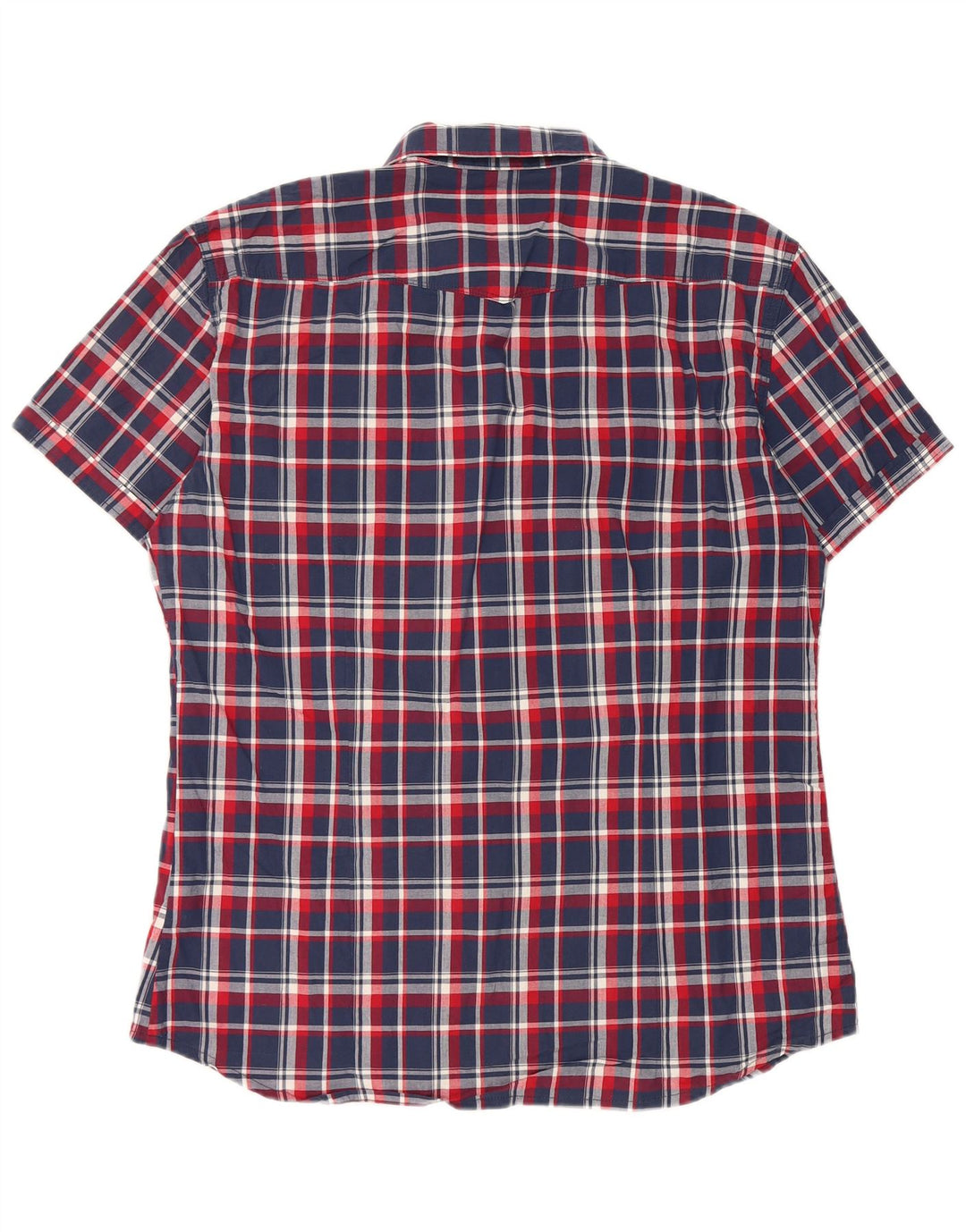 Camicia a maniche corte da uomo Datch 2XL in cotone a quadri blu navy