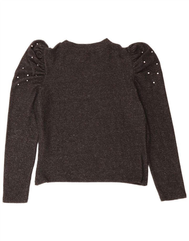 Maglia ZARA Donna Manica Lunga UK 14 Large Grigio