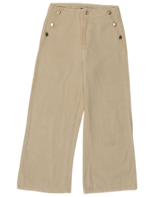 Pantaloni chino a gamba larga da donna Zara EU 36 XS W26 L26 Cotone beige