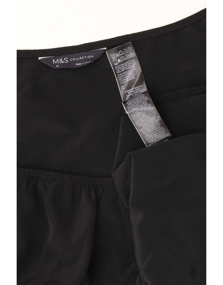 Top camicetta da donna Marks & Spencer UK 22 3XL poliestere nero