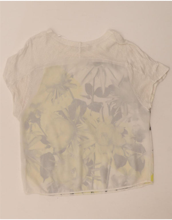 T-shirt grafica da donna Zara Top UK 16 grande bianco floreale