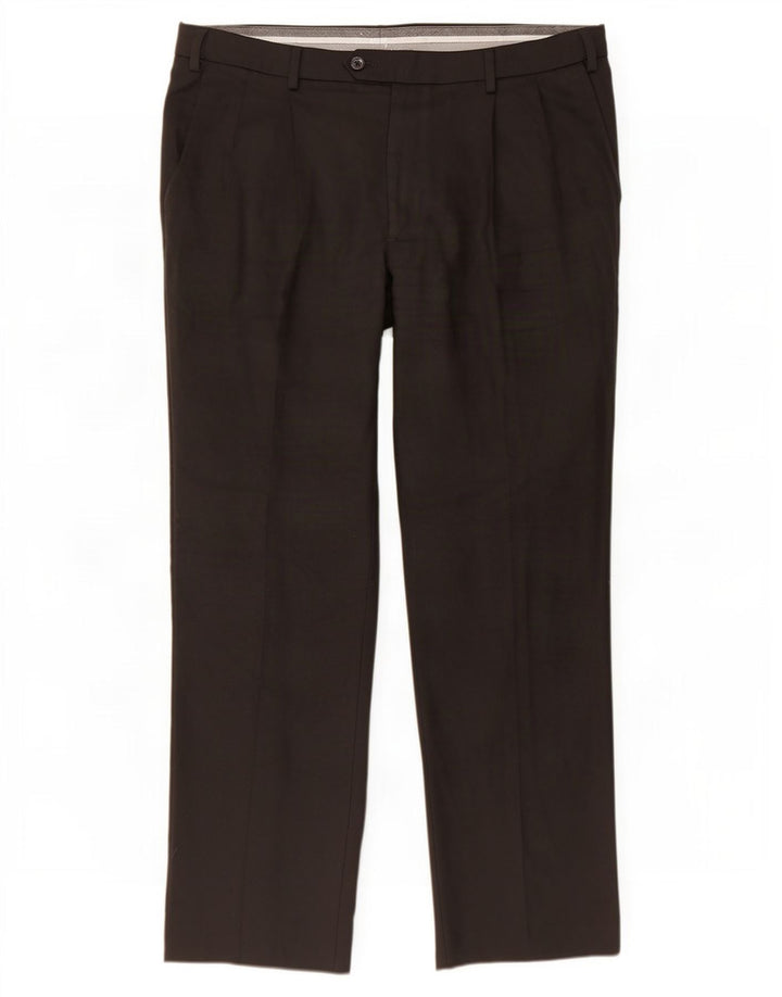 Pantaloni da abito con pegging da uomo Marks & Spencer su misura W38 L31 in lana nera