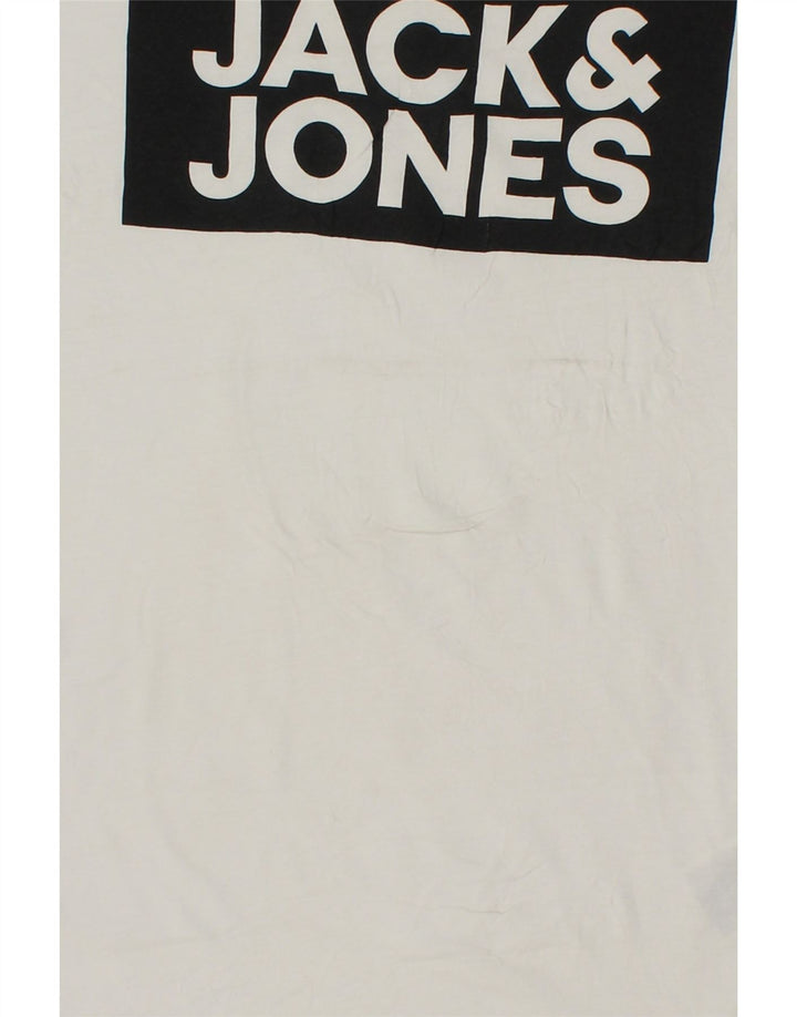 JACK & JONES Mens Regular Fit Graphic T-Shirt Top Small White Cotton Vintage Jack & Jones and Second-Hand Jack & Jones from Messina Hembry 