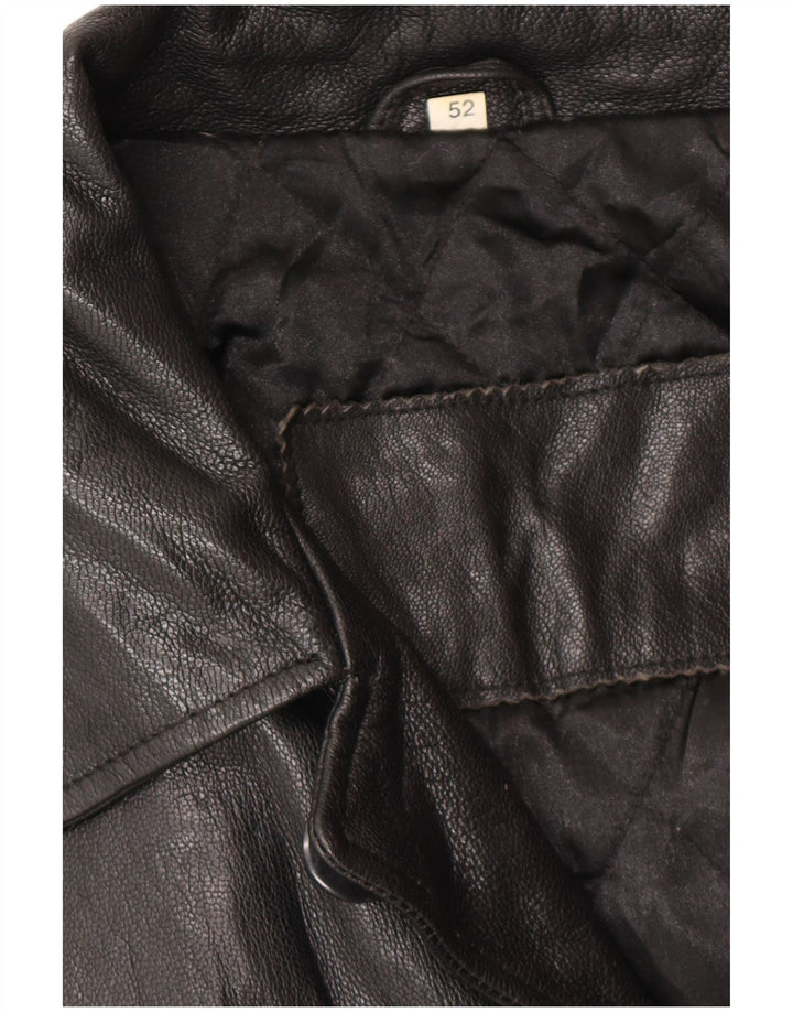 Giacca in Pelle Uomo VINTAGE IT 52 XL Pelle Nera