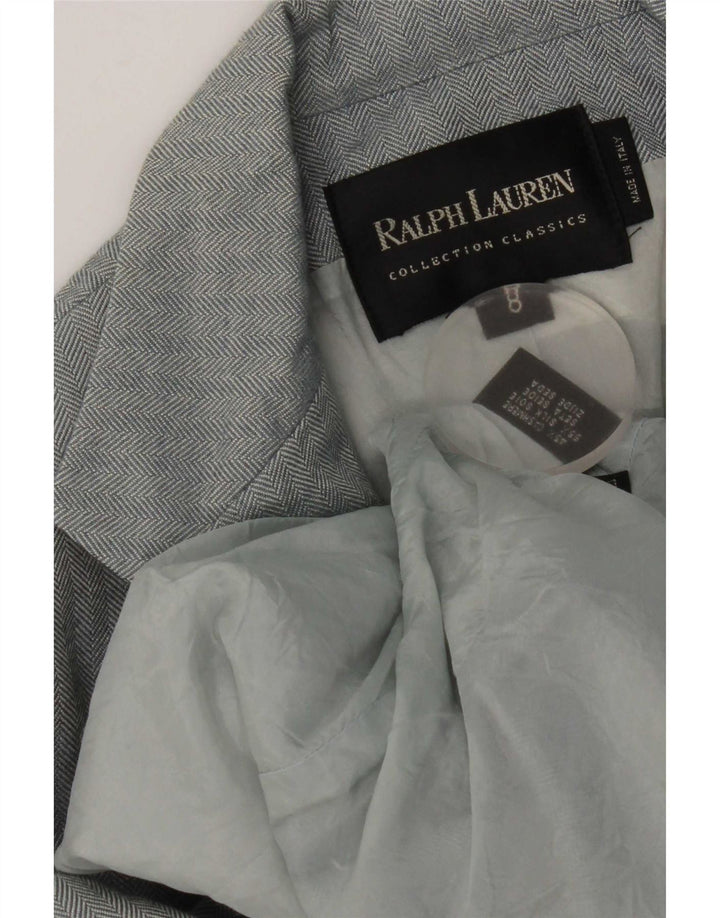 Giacca blazer a 3 bottoni da donna Ralph Lauren US 8 blu medio a spina di pesce
