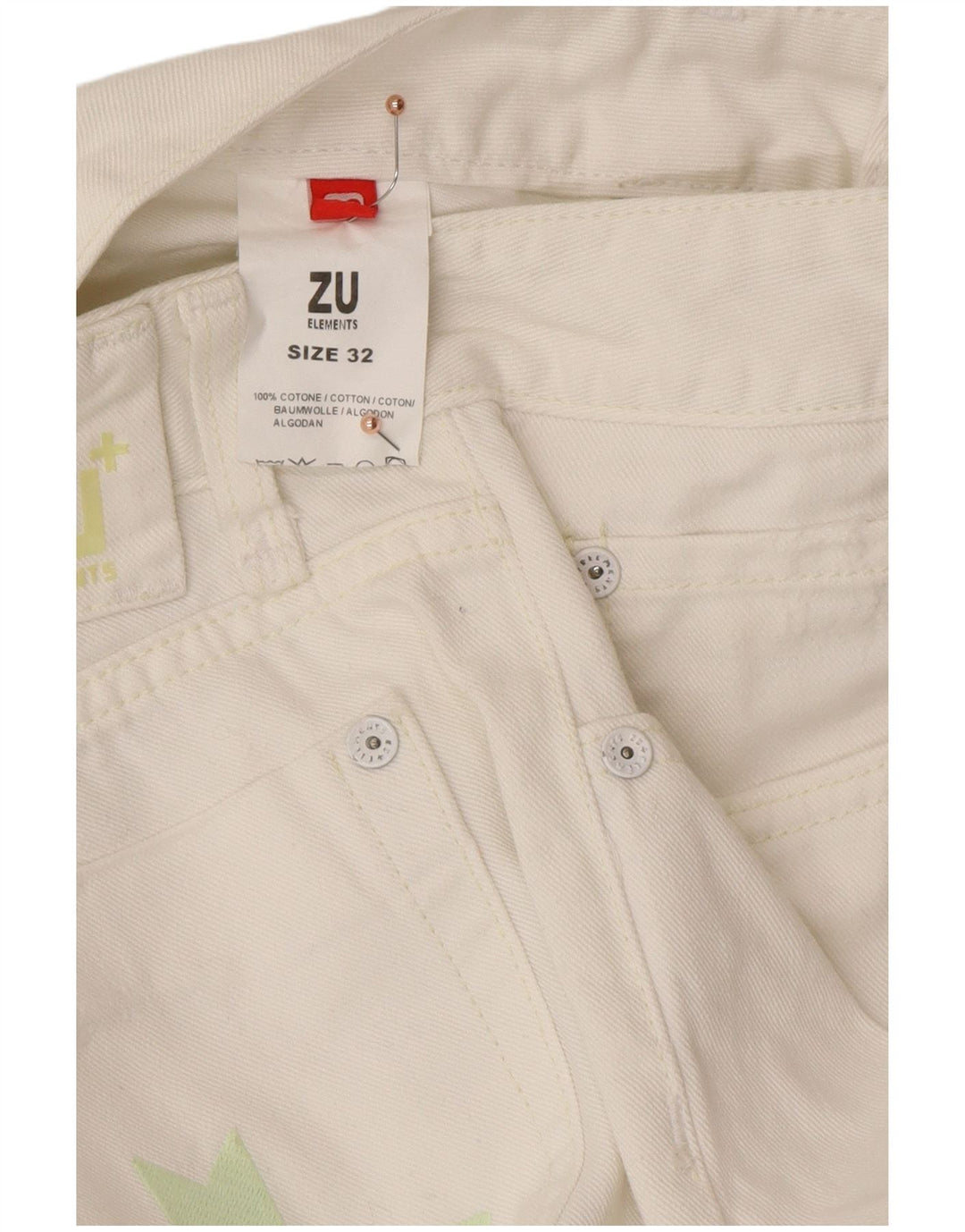 Jeans dritti invecchiati da donna ZU ELEments W32 L34 cotone bianco