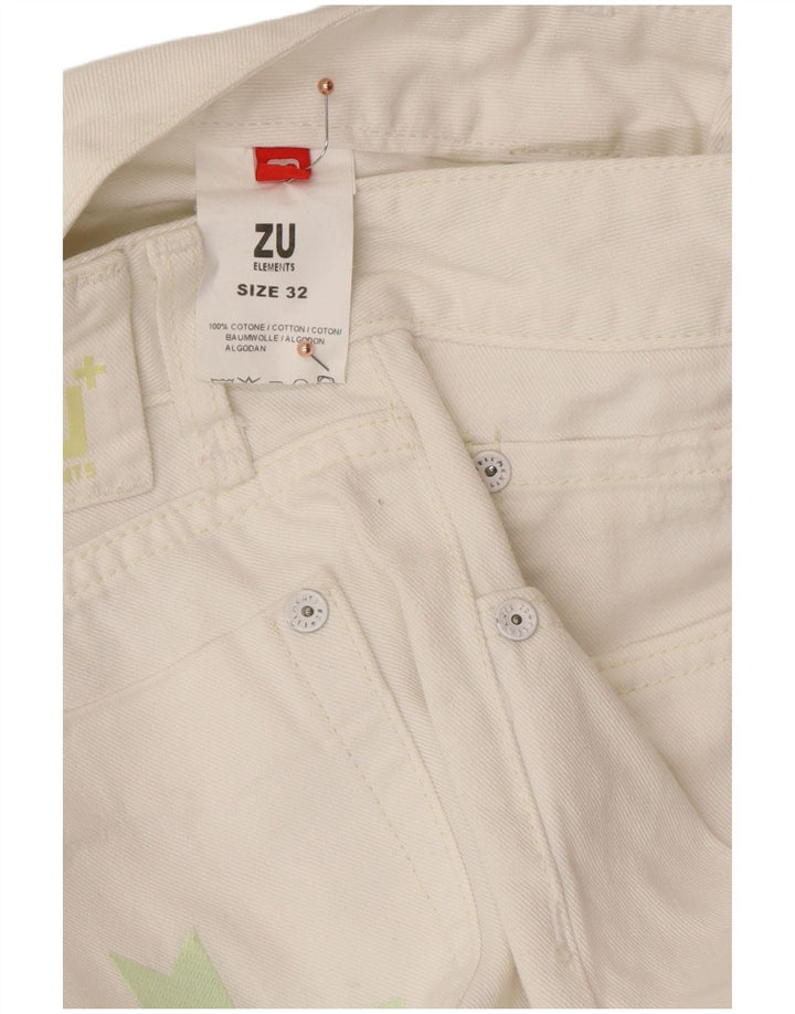 Jeans dritti invecchiati da donna ZU ELEments W32 L34 cotone bianco