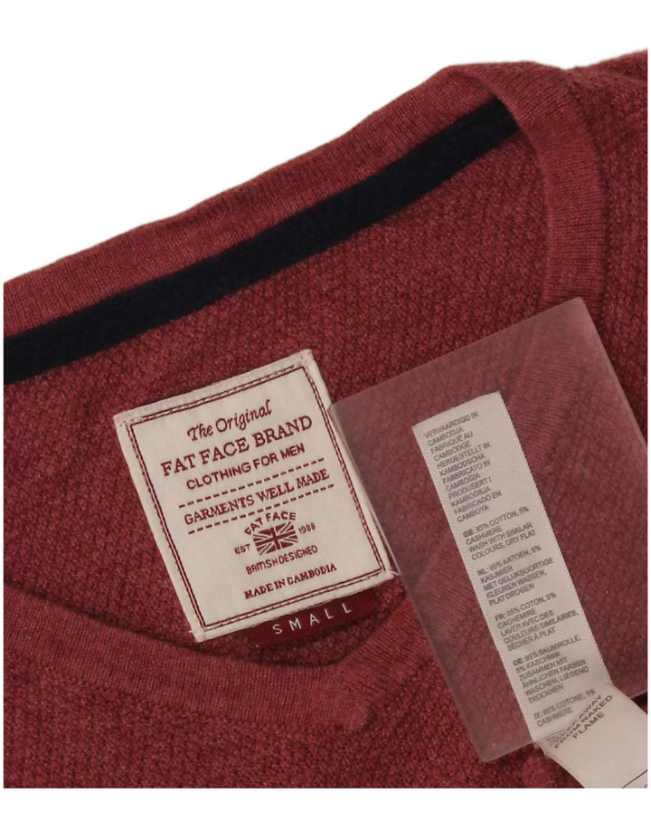 Maglione da uomo con scollo a V Fat Face piccolo in cotone rosso