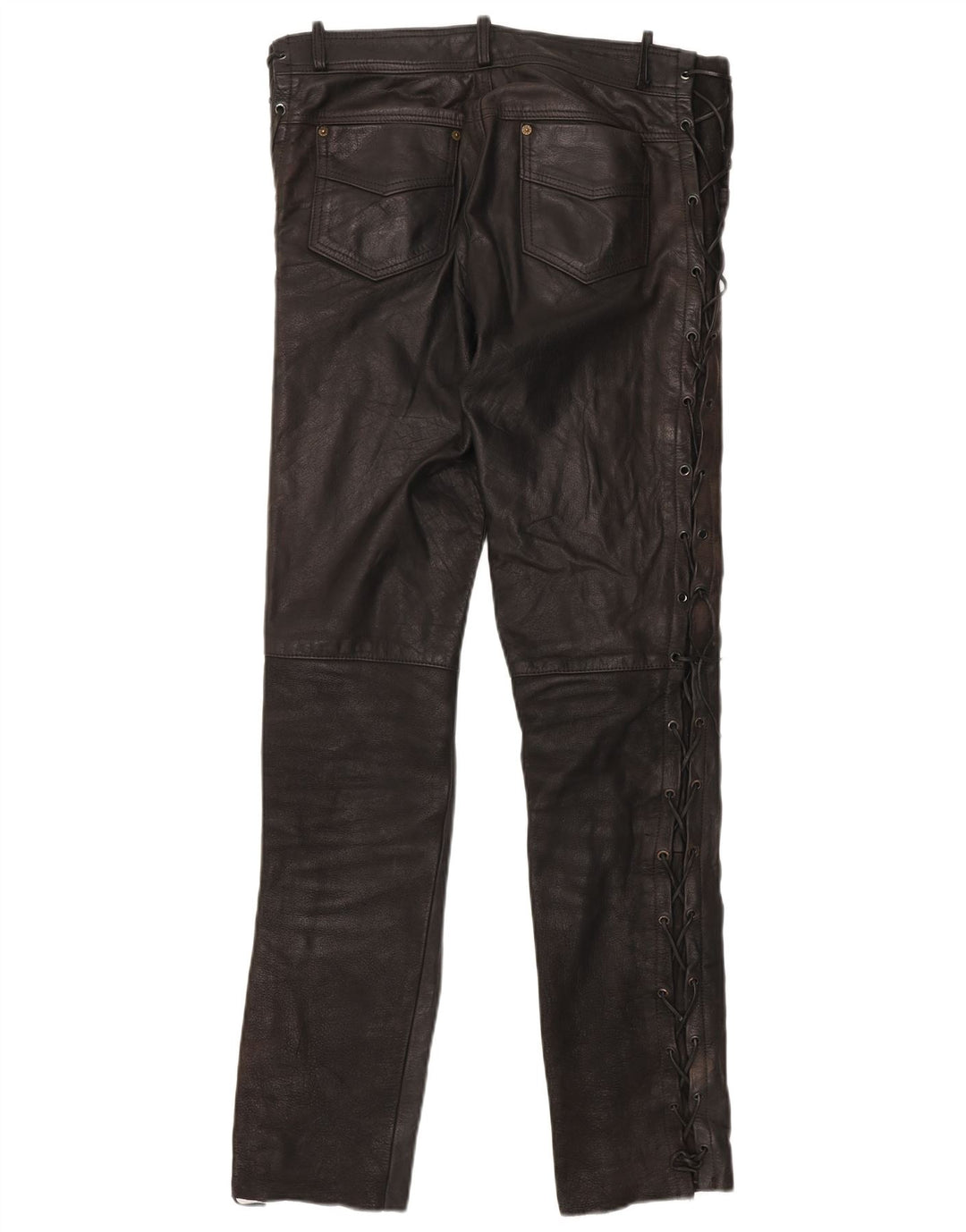 Pantaloni in pelle vintage da uomo W36 L34 neri