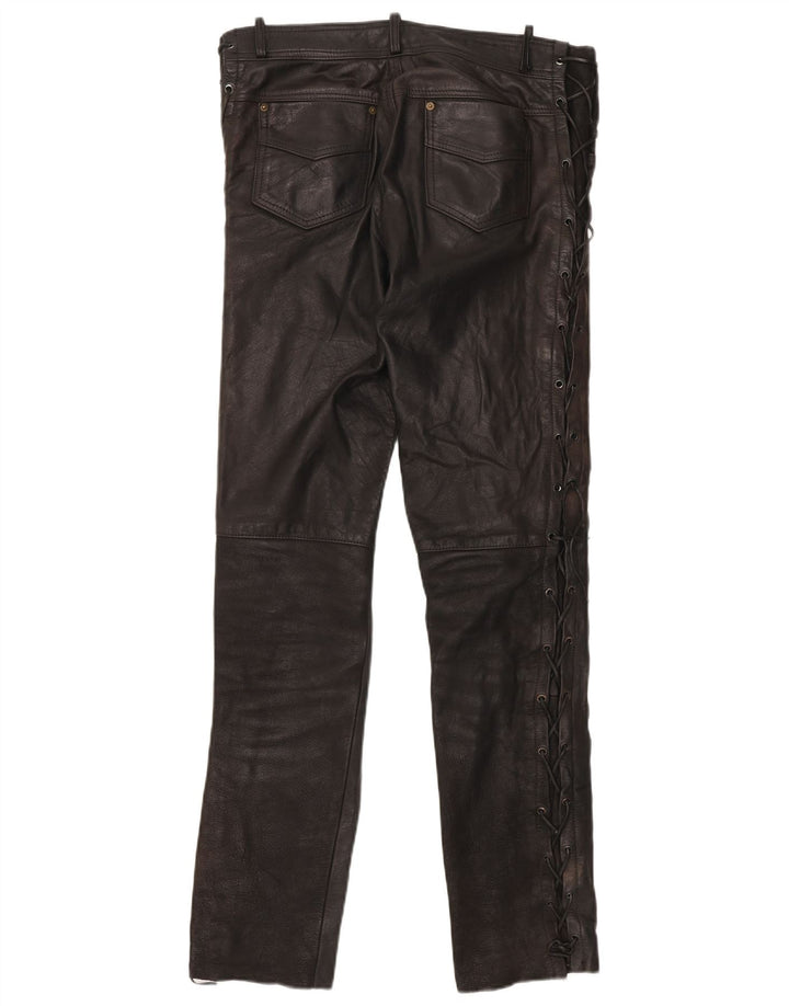 Pantaloni in pelle vintage da uomo W36 L34 neri