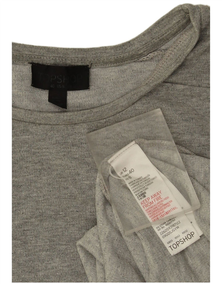 Topshop Top oversize da donna a maniche lunghe UK 12 Viscosa grigio medio