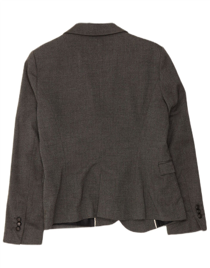 ZARA Womens 1 Button Blazer Jacket UK 14 Large Grey Polyester
