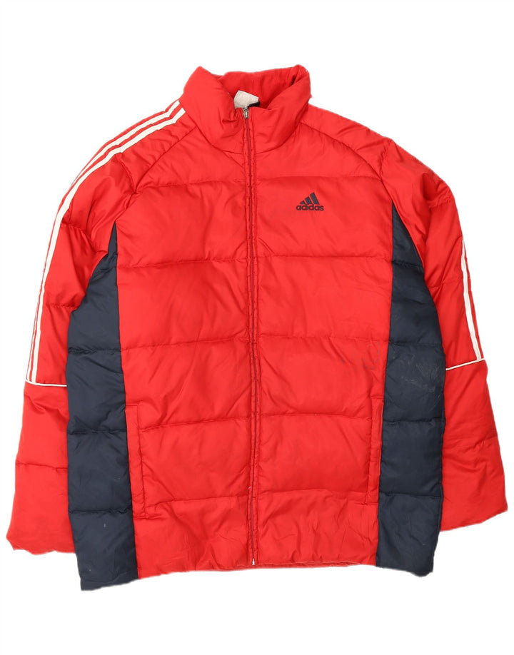 Giacca imbottita da uomo Adidas UK 38 poliestere color block rosso medio