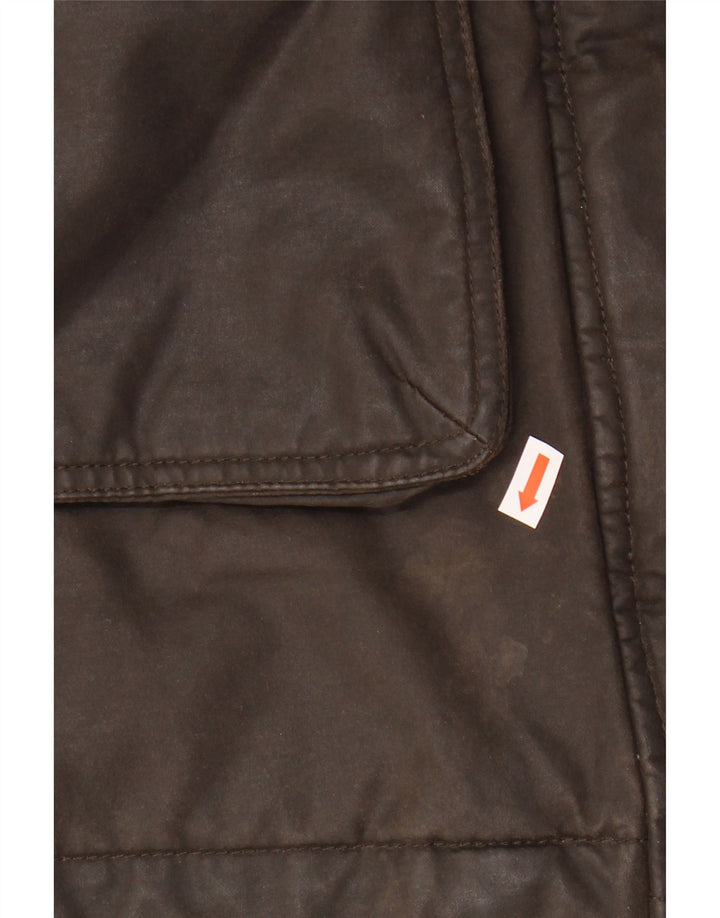 FAT FACE Womens Wax Hooded Parka Jacket UK 8 Small Brown Cotton