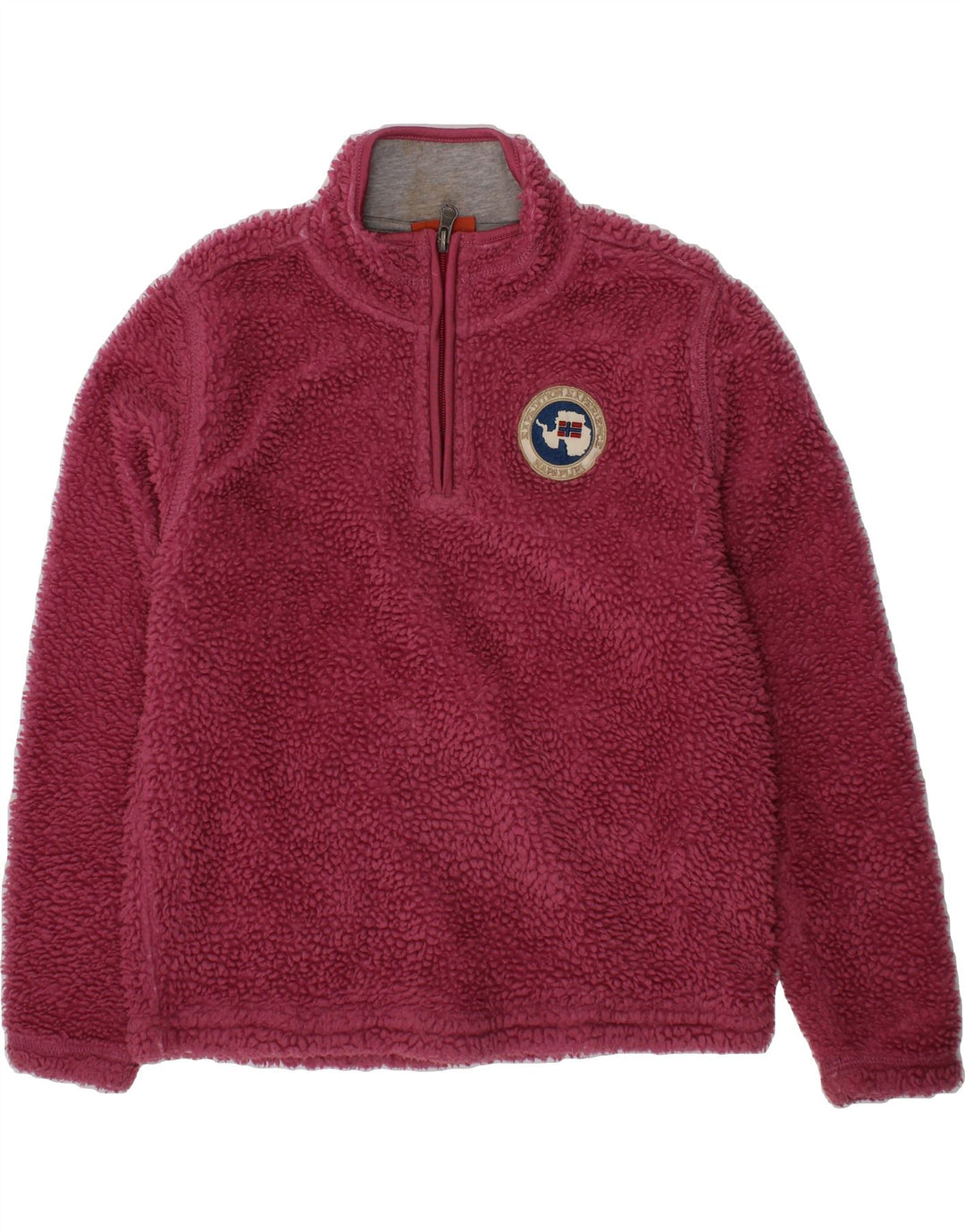 NAPAPIJRI Boys Zip Neck Fleece Jumper 9-10 Years Red Polyester Vintage Napapijri and Second-Hand Napapijri from Messina Hembry 