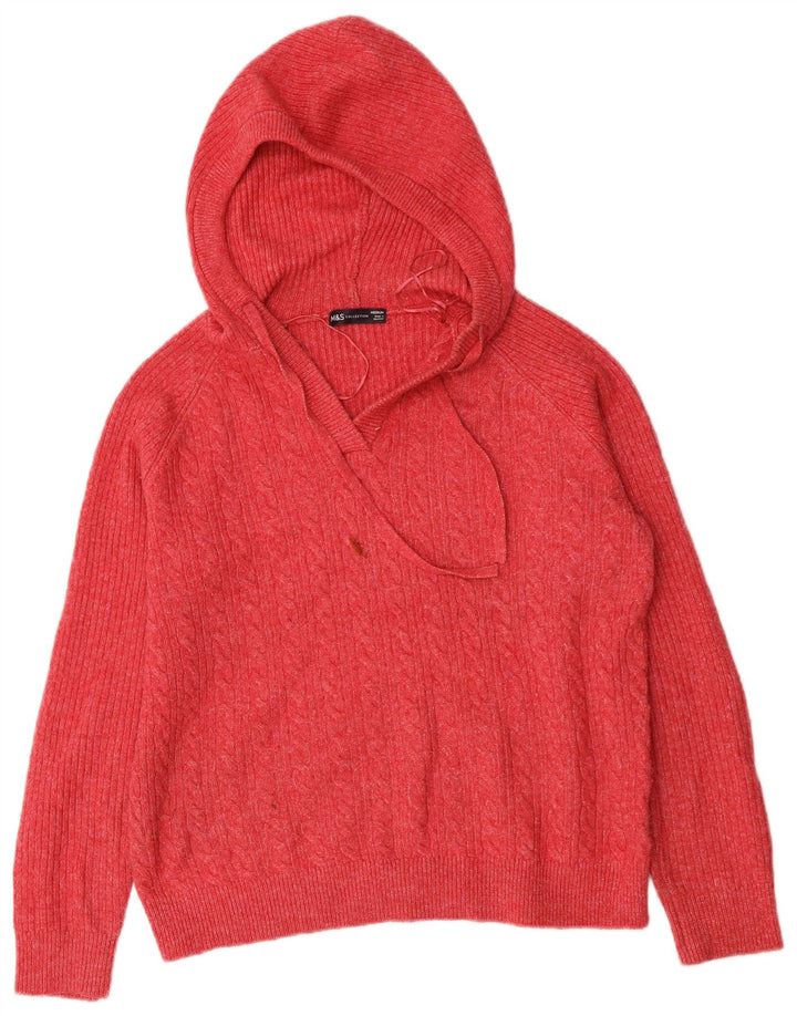 Maglione oversize con cappuccio da donna Marks & Spencer UK 14 rosso medio