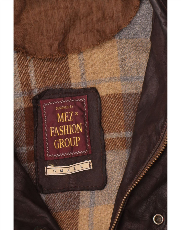 Giacca in pelle vintage da uomo vestibilità ampia UK 36 piccola marrone