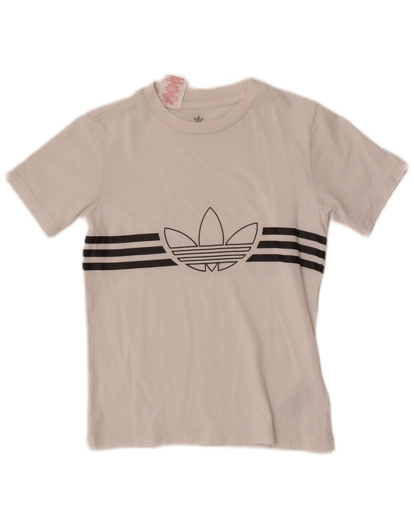 Adidas Boys Graphic T-Shirt Top 7-8 Years XS White Cotton