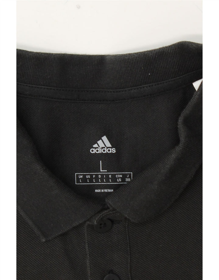 Polo ADIDAS da uomo grande in cotone nero