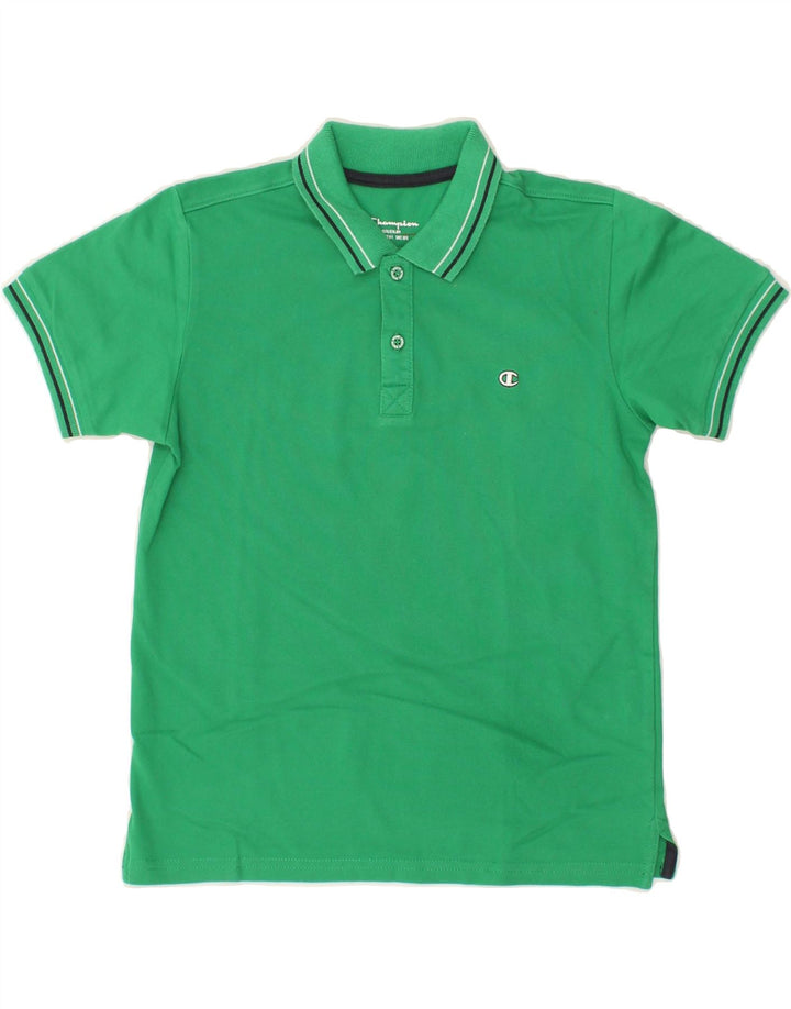 CHAMPION Boys Polo Shirt 7-8 Years Small Green Cotton Vintage Champion and Second-Hand Champion from Messina Hembry 