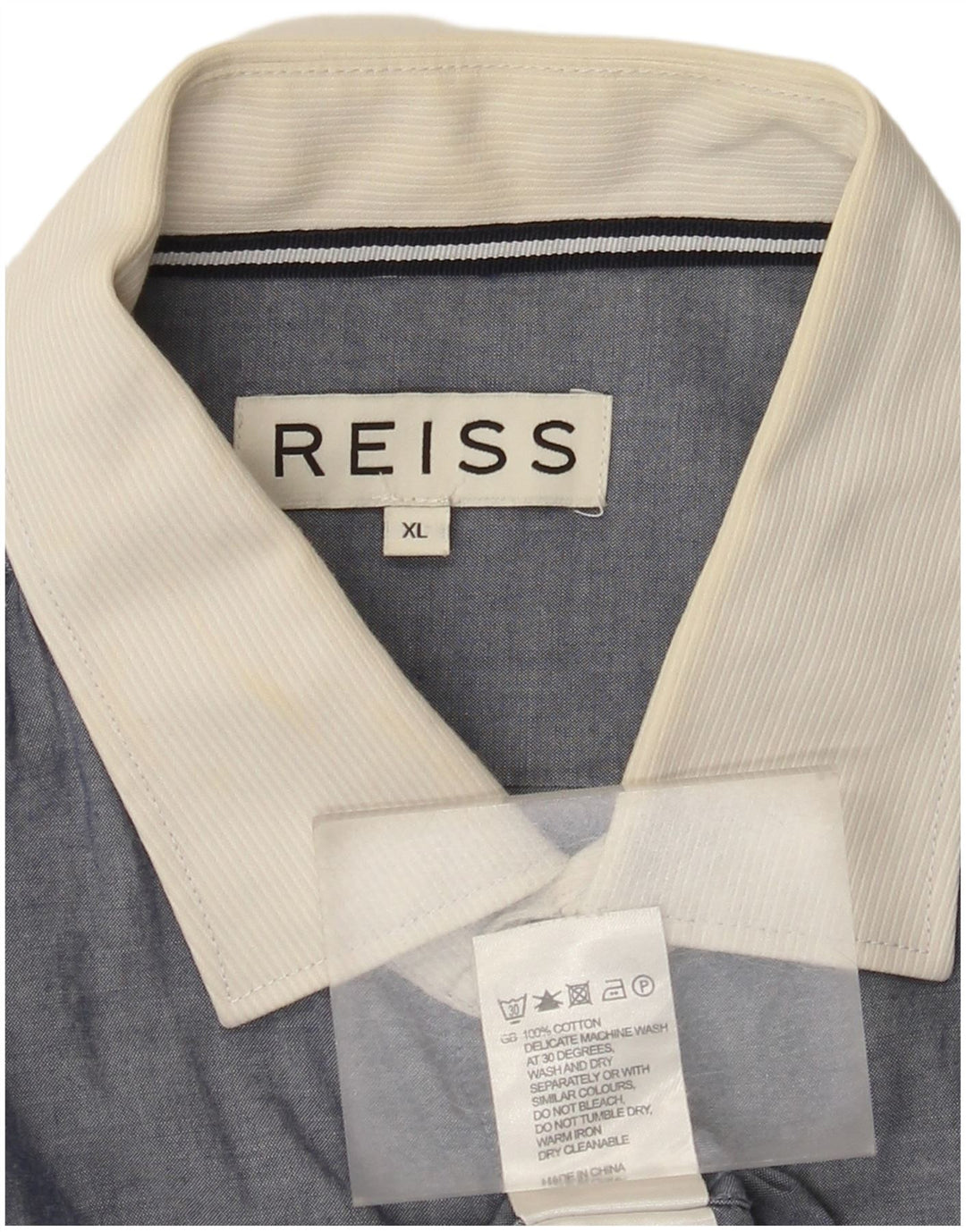 Camicia da uomo Reiss XL in cotone color block blu