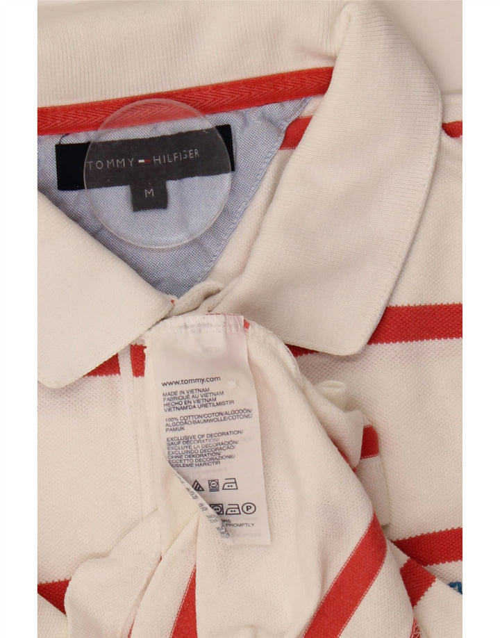 Polo da uomo Tommy Hilfiger in cotone a righe bianche medie