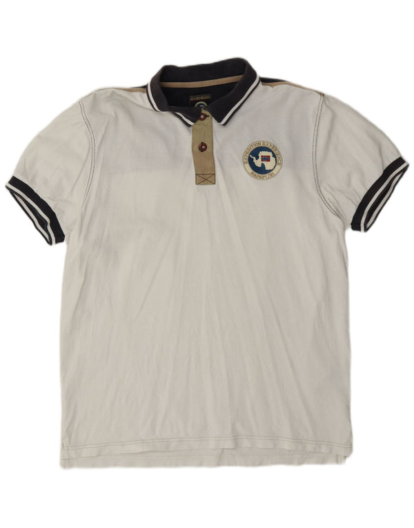 Polo da rugby da uomo con grafica geografica Napapijri XL colore bianco