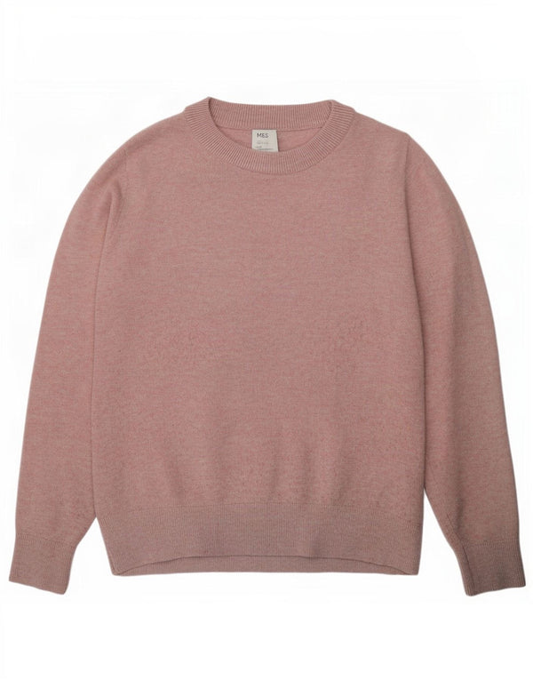 Maglione maglione girocollo da donna Marks & Spencer UK 10 piccolo poliestere rosa