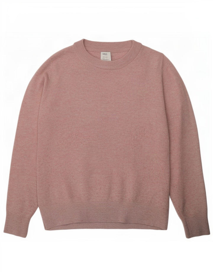 Maglione maglione girocollo da donna Marks & Spencer UK 10 piccolo poliestere rosa