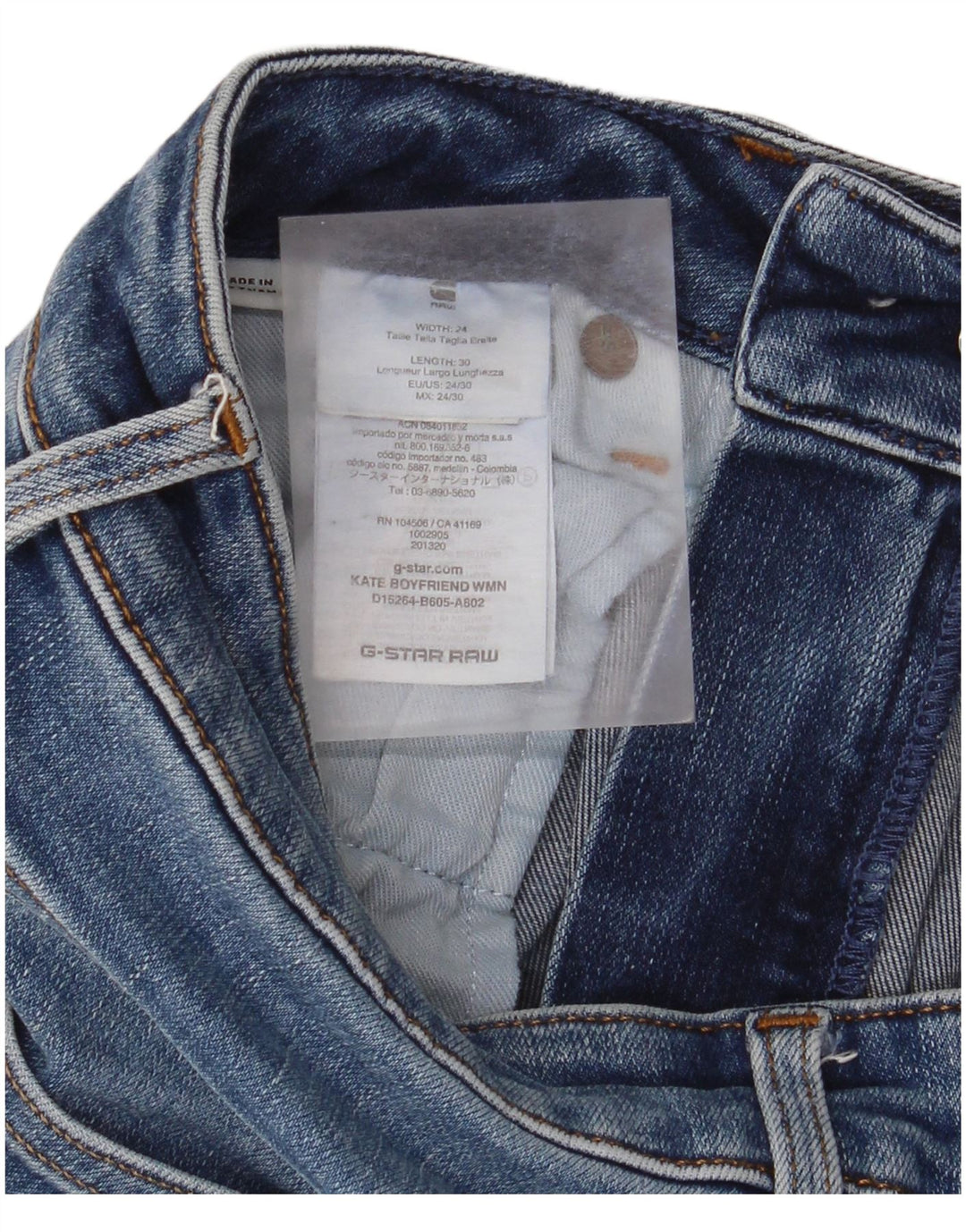 Jeans slim invecchiati da donna G-Star W24 L30 cotone blu