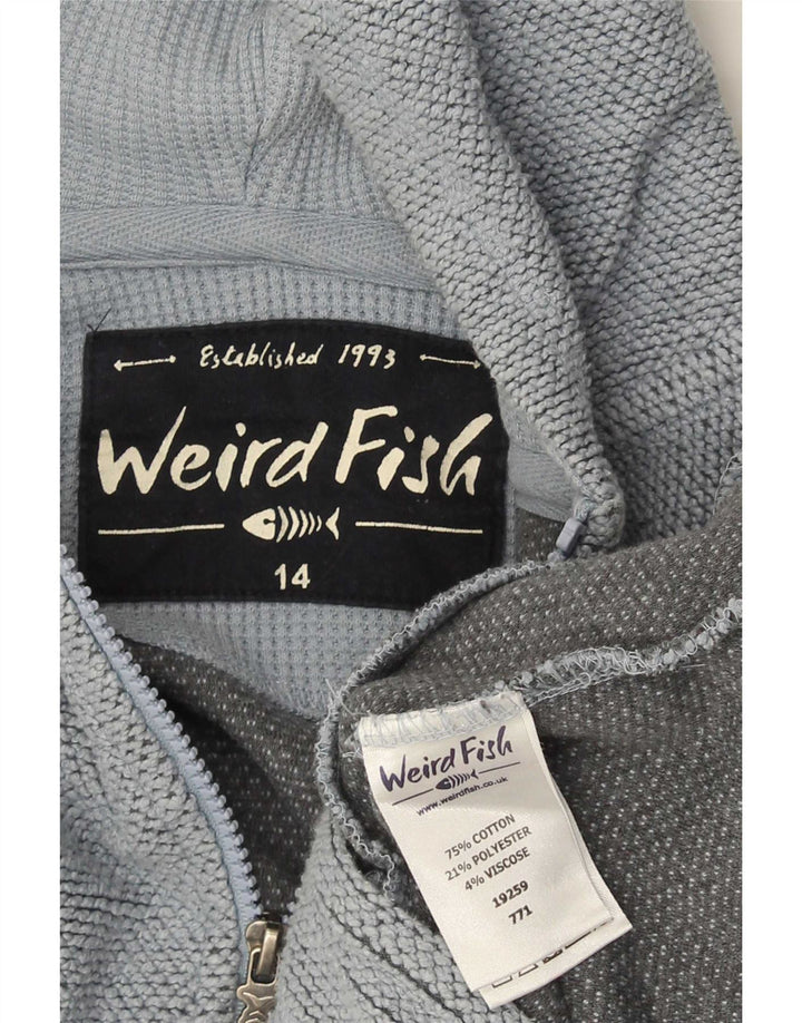Maglione con cappuccio e zip da donna Weird Fish UK 14 Cotone blu medio