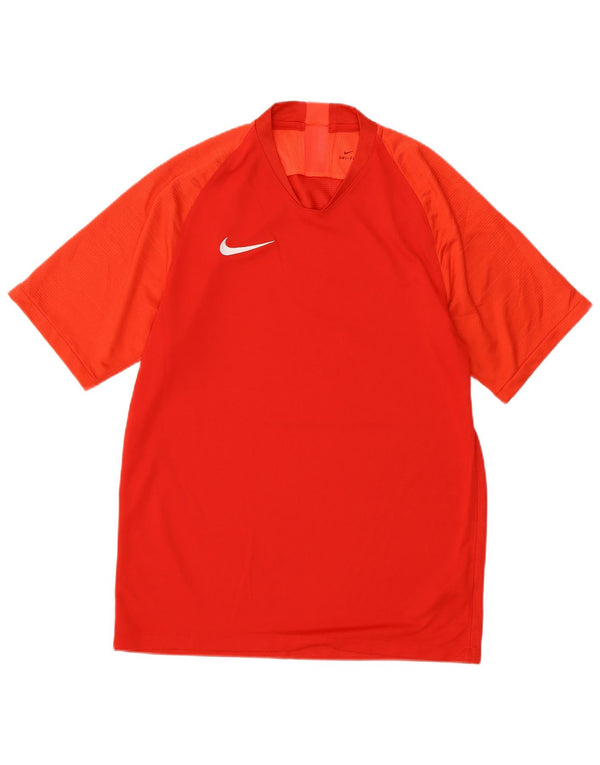 T-shirt Nike da uomo Dri Fit, top in poliestere color block rosso medio